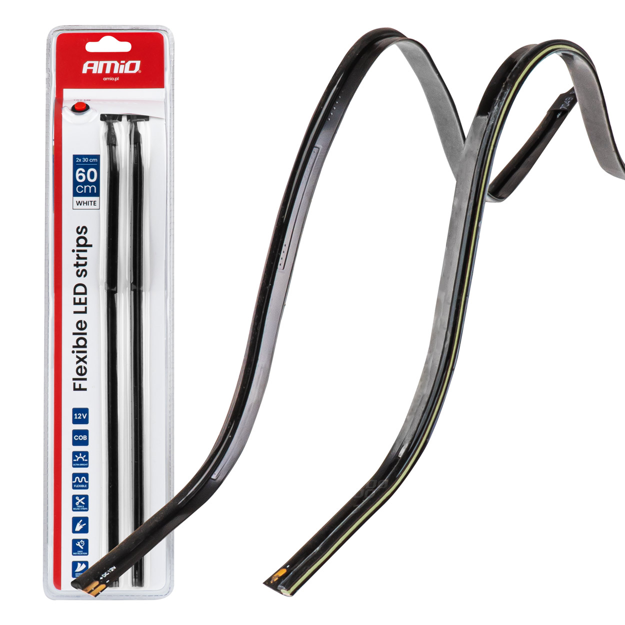 Elastīgas LED sānu lentes, baltas 2x30cm 12V AMIO-04575 Elastīgas LED sānu lentes, baltas 2x30cm 12V AMIO-04575