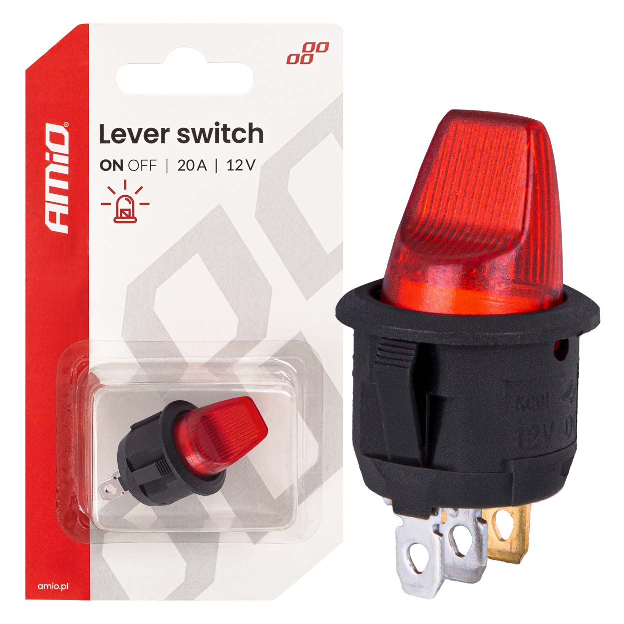 Sviras slēdzis 20A 12V AMIO-04438 Sviras slēdzis 20A 12V AMIO-04438