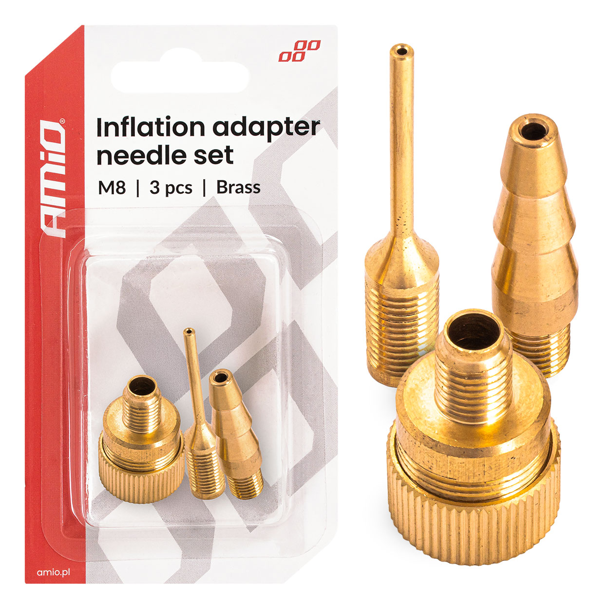 Piepūšanas adaptera adatu komplekts M8 AMIO-04502 Piepūšanas adaptera adatu komplekts M8 AMIO-04502