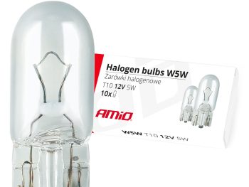 Halogēna spuldzes W5W T10 W2.1x9.5d 12V 10 gab. AMIO-01483