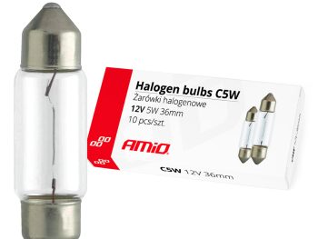 Halogēna spuldzes C5W Festoon 36mm 12V 10 gab. AMIO-01486