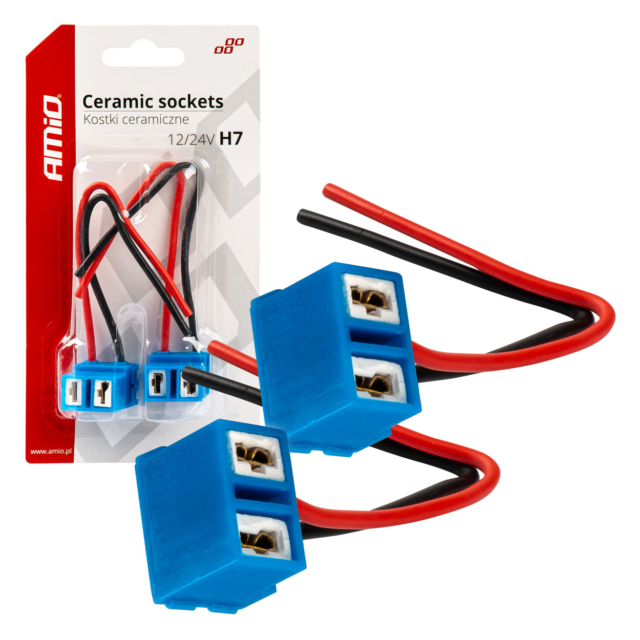 Keramikas ligzdas, leņķveida, 2 gab., H7 AMIO-03055 Keramikas ligzdas, leņķveida, 2 gab., H7 AMIO-03055