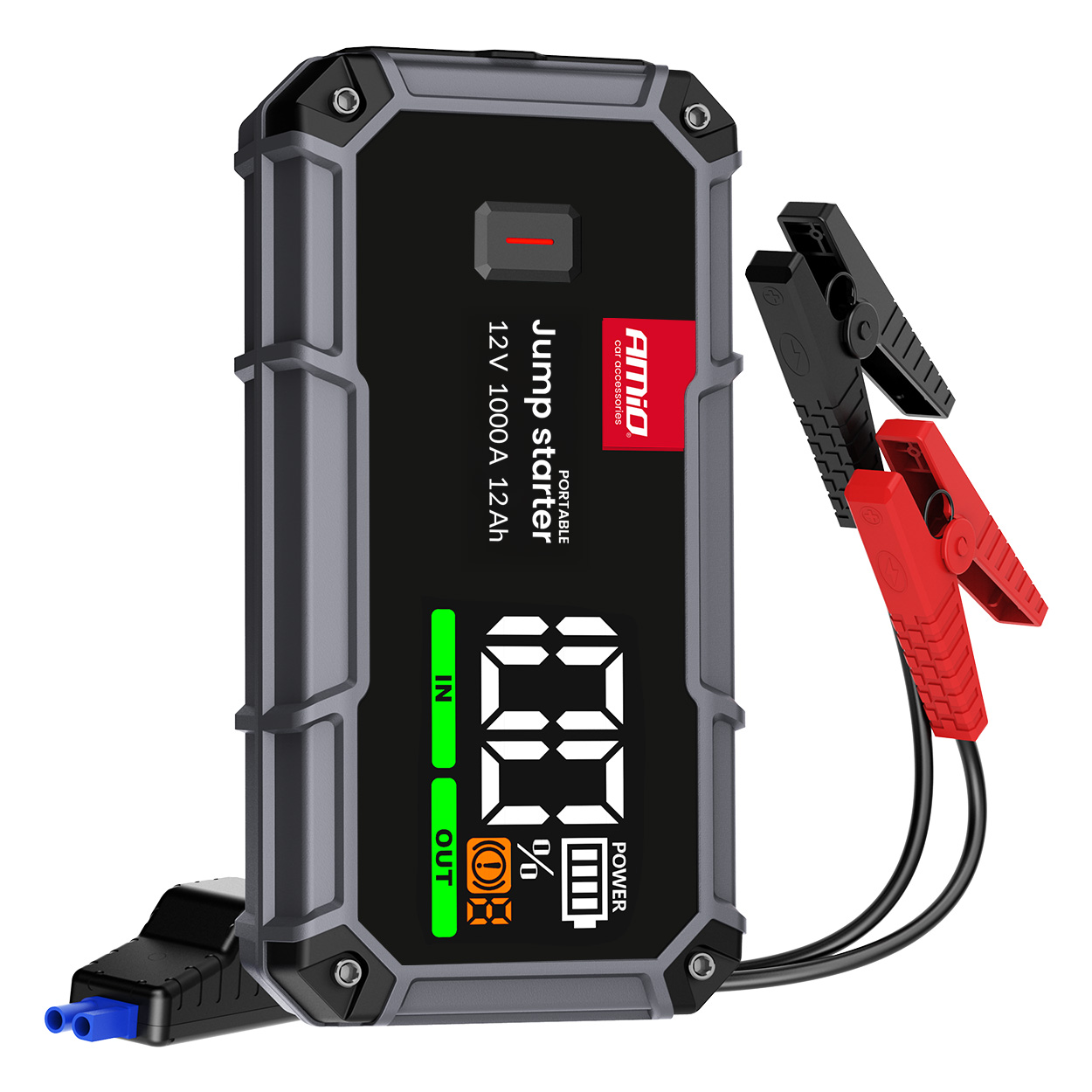 Pārnēsājams 3in1 palaišanas starteris/LED/ārējā akumulators 12V 12Ah 1000A PRO AMIO-04676 Pārnēsājams 3in1 palaišanas starteris/LED/ārējā akumulators 12V 12Ah 1000A PRO AMIO-04676
