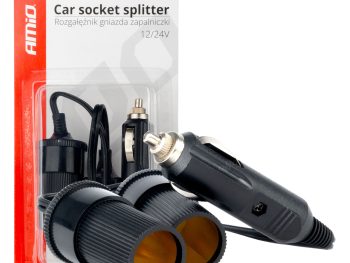 12/24V automašīnas šķiltavas kontaktligzdas sadalītājs AMIO-03801