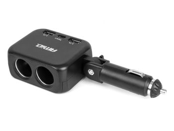 Dubultais pagarinātāja ligzdas lādētājs 2x USB A 1x USB C 12/24V 100W 180° AMIO-04357