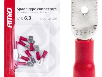 Lāpstveida savienotāji 6.3mm 0.5-1.5mm² 10A 10gab. AMIO-03066
