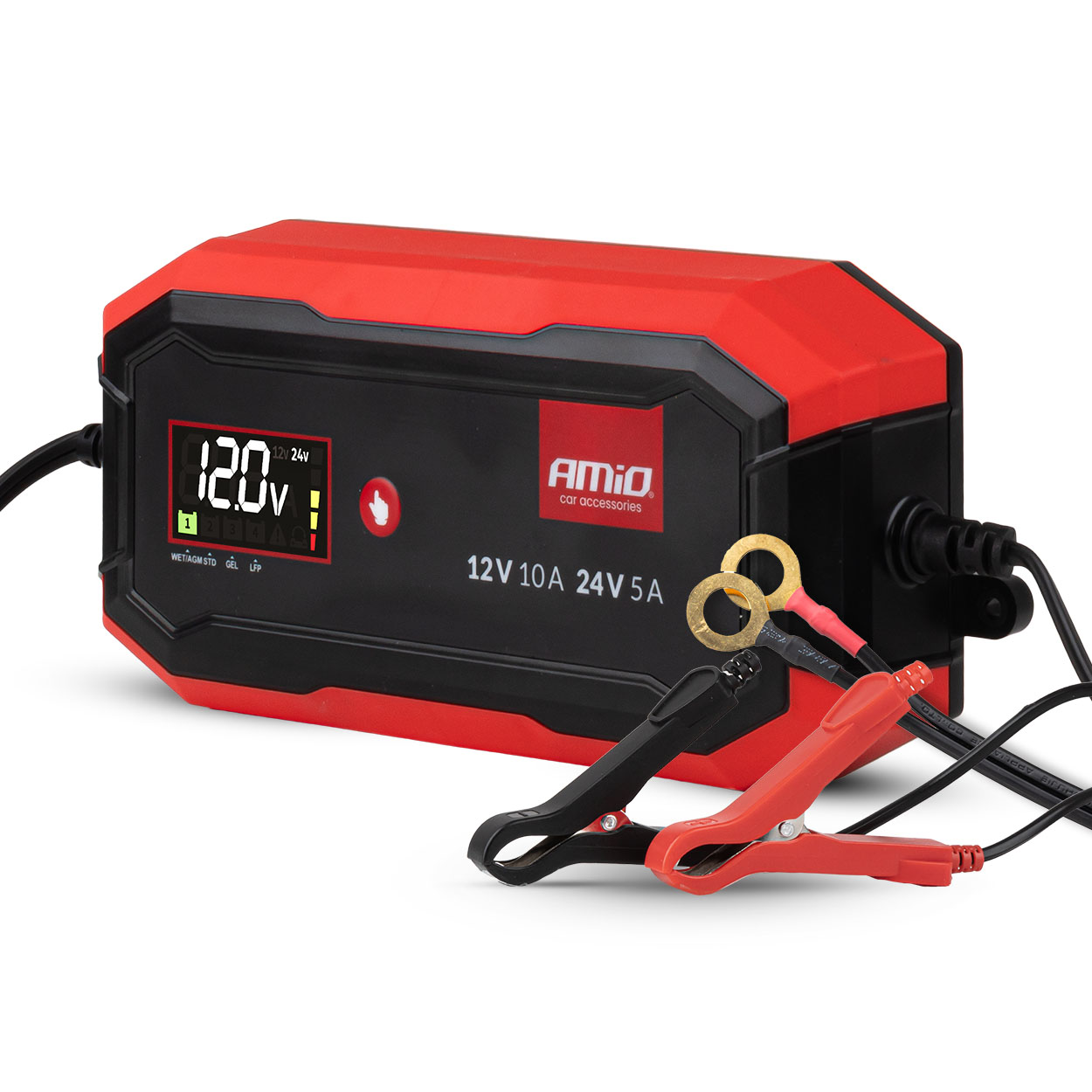 Digitālais 10A akumulatora lādētājs AGM GEL STD LiFePo4 12/24V PRO AMIO-04528 Digitālais 10A akumulatora lādētājs AGM GEL STD LiFePo4 12/24V PRO AMIO-04528