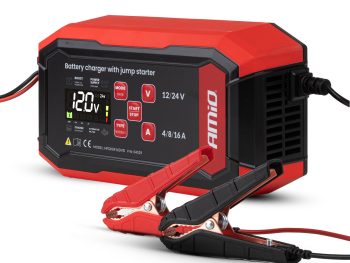 Digitālais 16A akumulatora lādētājs BOOST AGM GEL STD LiFePo4 12/24V PRO AMIO-04529