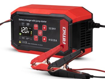 Digitālais 25A akumulatora lādētājs BOOST AGM GEL STD LiFePo4 12/24V PRO AMIO-04530