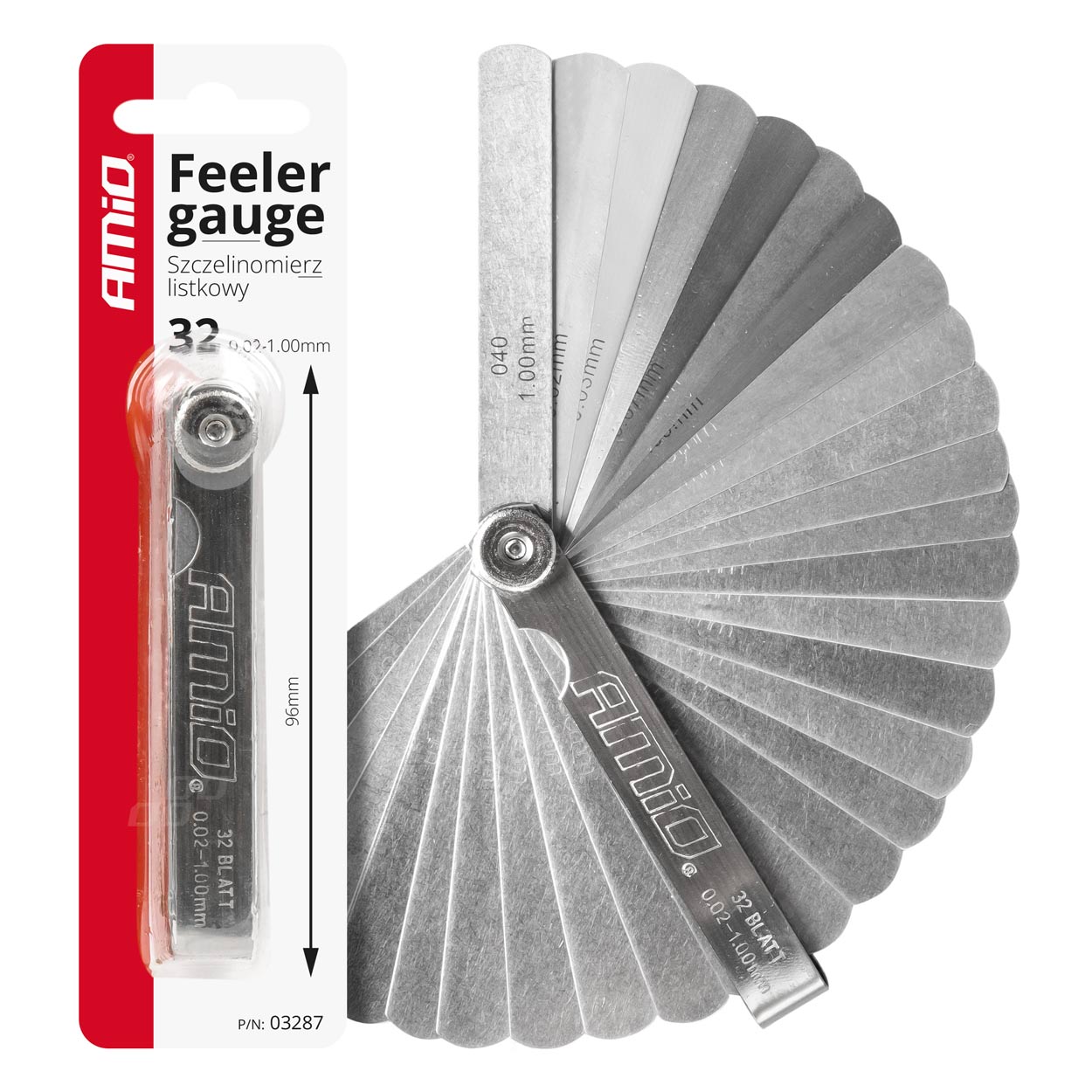 Folijas platuma mērītājs - 32 taisni ieliktņi, 89 mm gari AMIO-03287 Folijas platuma mērītājs - 32 taisni ieliktņi, 89 mm gari AMIO-03287