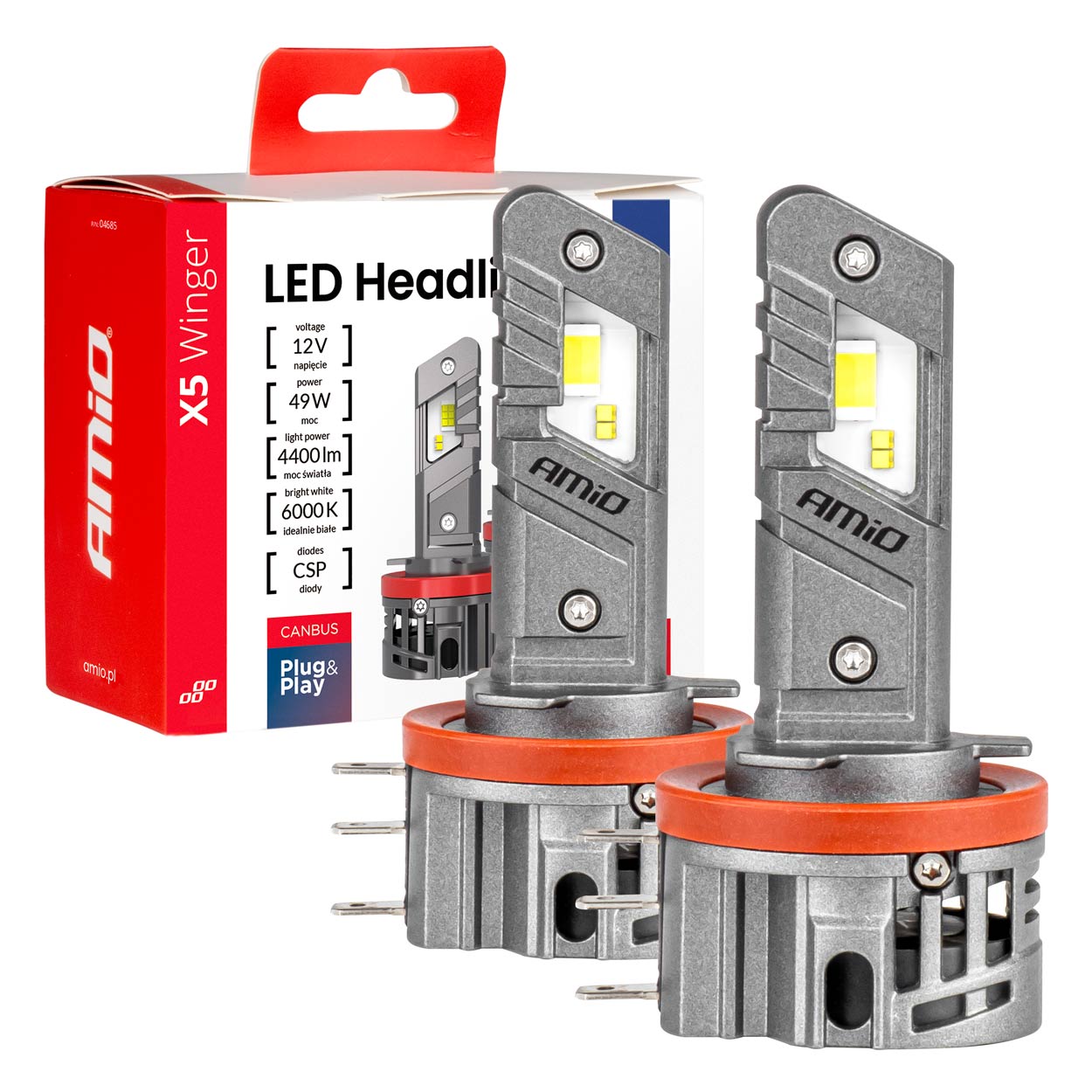 LED H15 49W priekšējie lukturi X5 sērijai WINGER 6000K CANBUS AMIO-04685 LED H15 49W priekšējie lukturi X5 sērijai WINGER 6000K CANBUS AMIO-04685