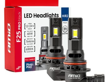 LED HIR2 68W priekšējie lukturi, sērija F25 PRO, melni, pilns CANBUS 12/24V AMIO-04724