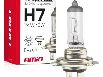 Halogēna spuldze H7 24V 70W UV filtrs (E8) AMIO-01252