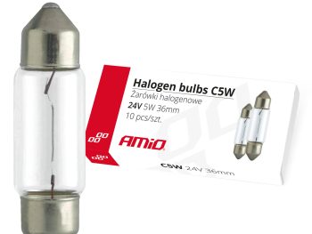 Halogēna spuldzes C5W Festoon 36mm 24V 10 gab. AMIO-01000