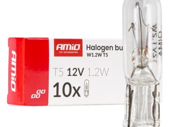 Halogēna spuldzes W1.5W T5 12V W2x4.6d 10 gab. AMIO-04412