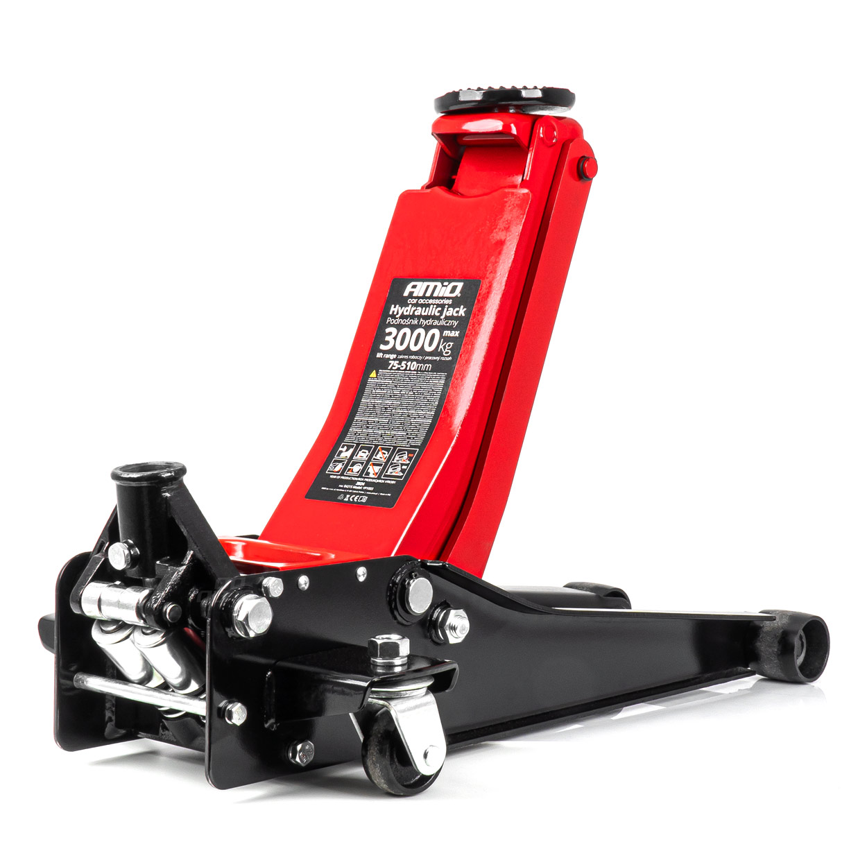 Zema profila hidrauliskais domkrats 3T CE 75/510mm AMIO-04215 Zema profila hidrauliskais domkrats 3T CE 75/510mm AMIO-04215