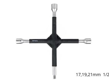 Krustatslēga ar gumijas pārklājumu 17-19-21mm 1/2" AMIO-02402