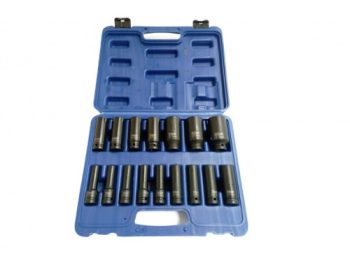 1/2" trieciena uzgaļu komplekts, 16 gab., SUDRABS AMIO-4100014