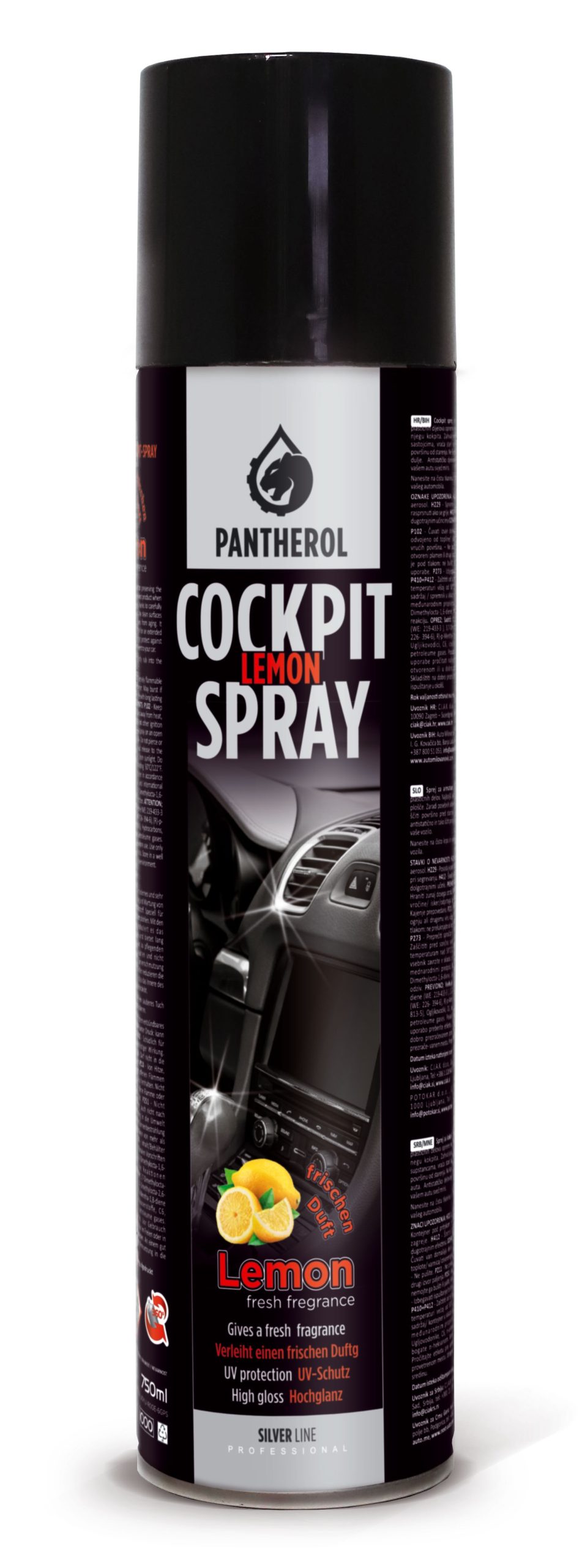 Pantherol kabīnes aerosols ar citronu garšu 750ml Pantherol kabīnes aerosols ar citronu garšu 750ml