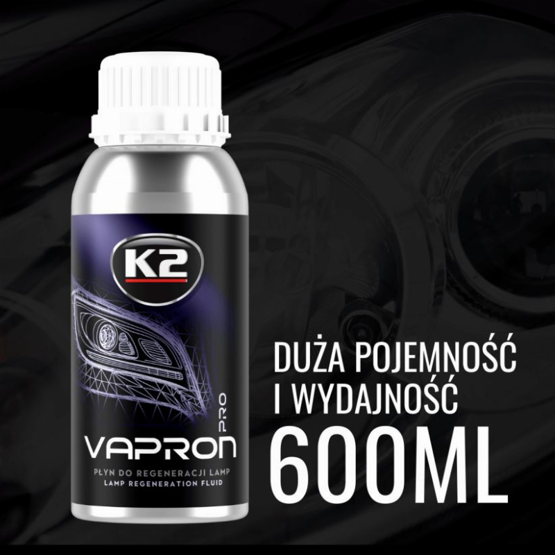 VAPRON ŠĶIDRUMS POLIMERS K2 AUTOMAŠĪNU LUKTURU ATJAUNOŠANAI 600ml, 17903 VAPRON ŠĶIDRUMS POLIMERS K2 AUTOMAŠĪNU LUKTURU ATJAUNOŠANAI 600ml, 17903 - Image 2