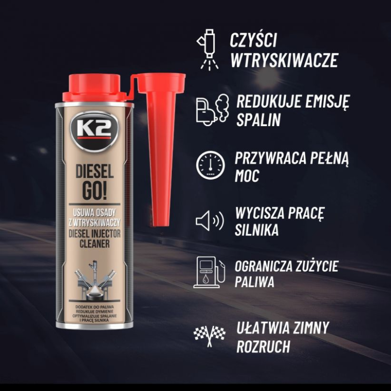 DĪZEĻA SPRAUSLU TĪRĪTĀJS "DIESEL GO!" 250ML K2 AK10321 DĪZEĻA SPRAUSLU TĪRĪTĀJS "DIESEL GO!" 250ML K2 AK10321 - Image 4