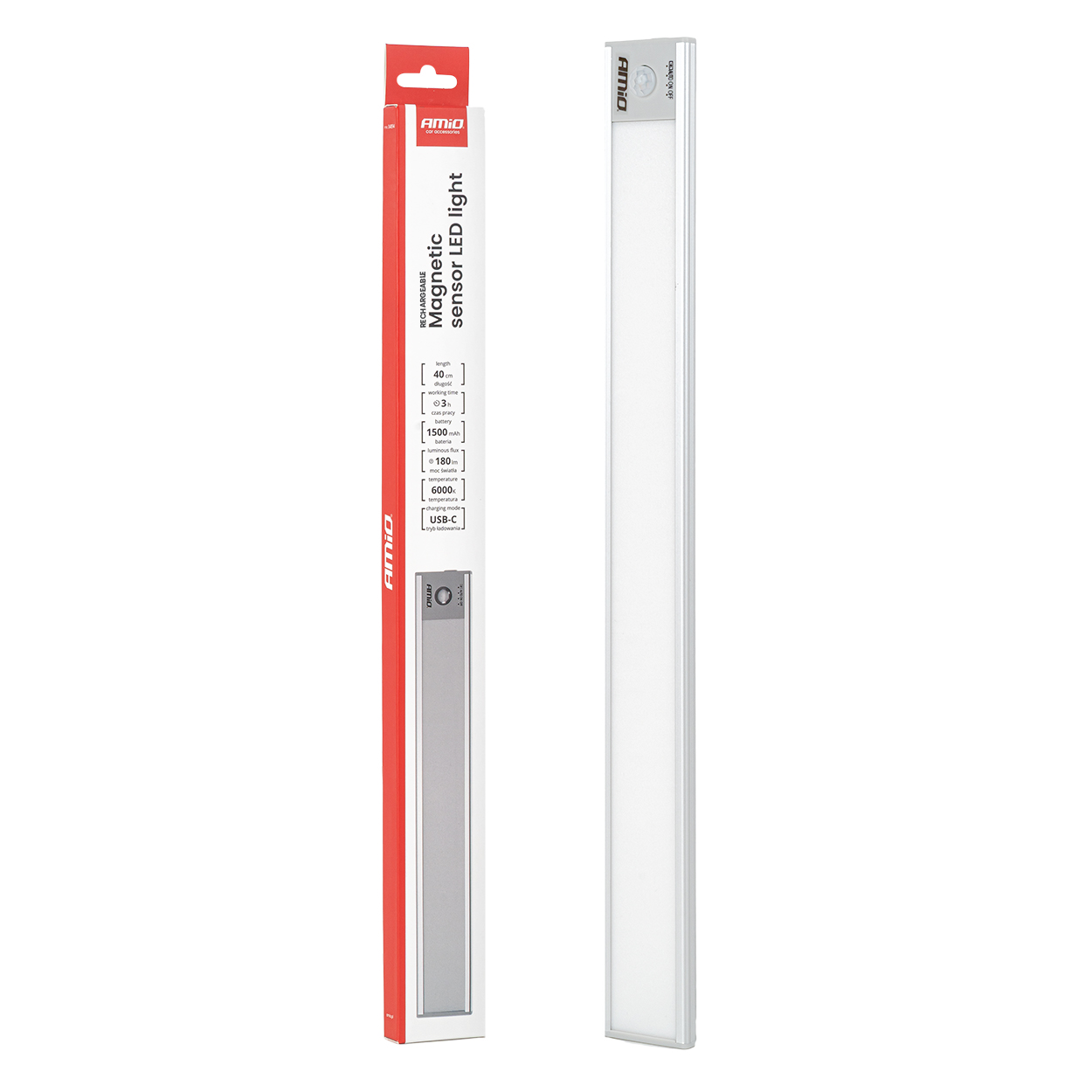 Uzlādējama magnētiskā sensora LED gaisma 2W 1500mAh AMIO-04894 Uzlādējama magnētiskā sensora LED gaisma 2W 1500mAh AMIO-04894