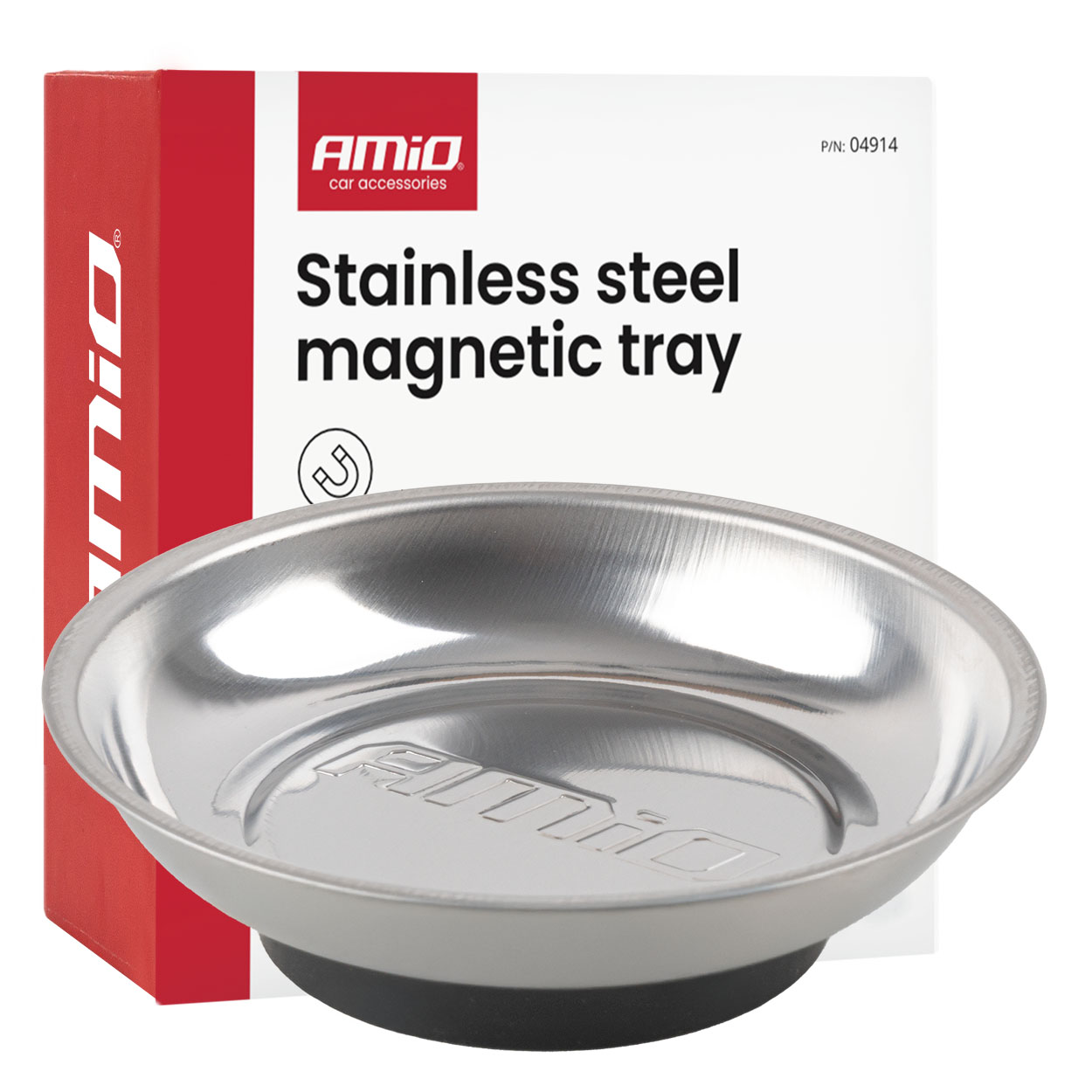Nerūsējošā tērauda magnētiskā paplāte 110 mm AMIO-04914 Nerūsējošā tērauda magnētiskā paplāte 110 mm AMIO-04914