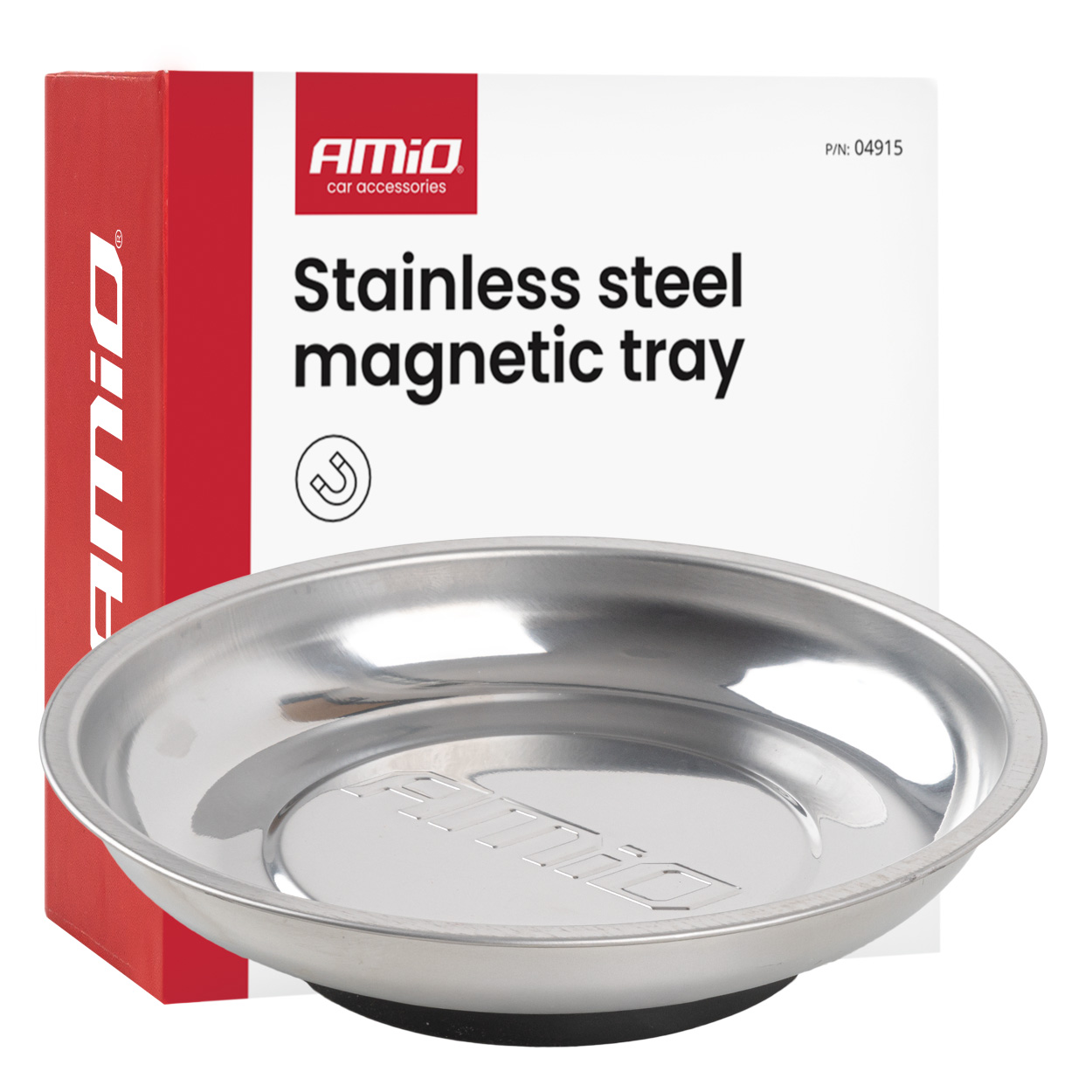 Nerūsējošā tērauda magnētiskā paplāte 150 mm AMIO-04915 Nerūsējošā tērauda magnētiskā paplāte 150 mm AMIO-04915