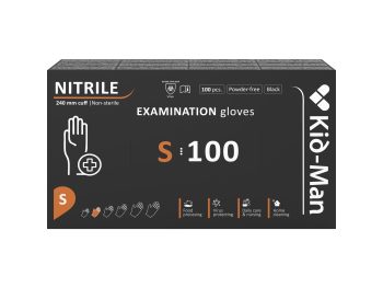 Nitrila cimdi, melni, N100, S izmērs Kid-Man NIGLS100BK