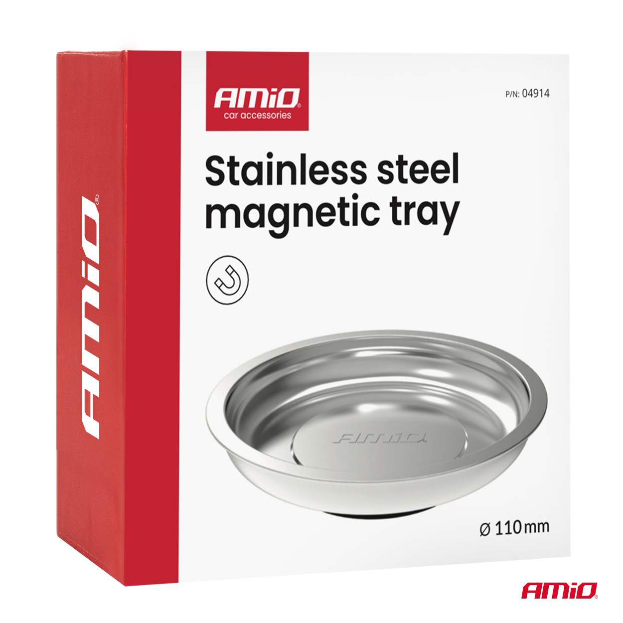 Nerūsējošā tērauda magnētiskā paplāte 110 mm AMIO-04914 Nerūsējošā tērauda magnētiskā paplāte 110 mm AMIO-04914 - Image 7