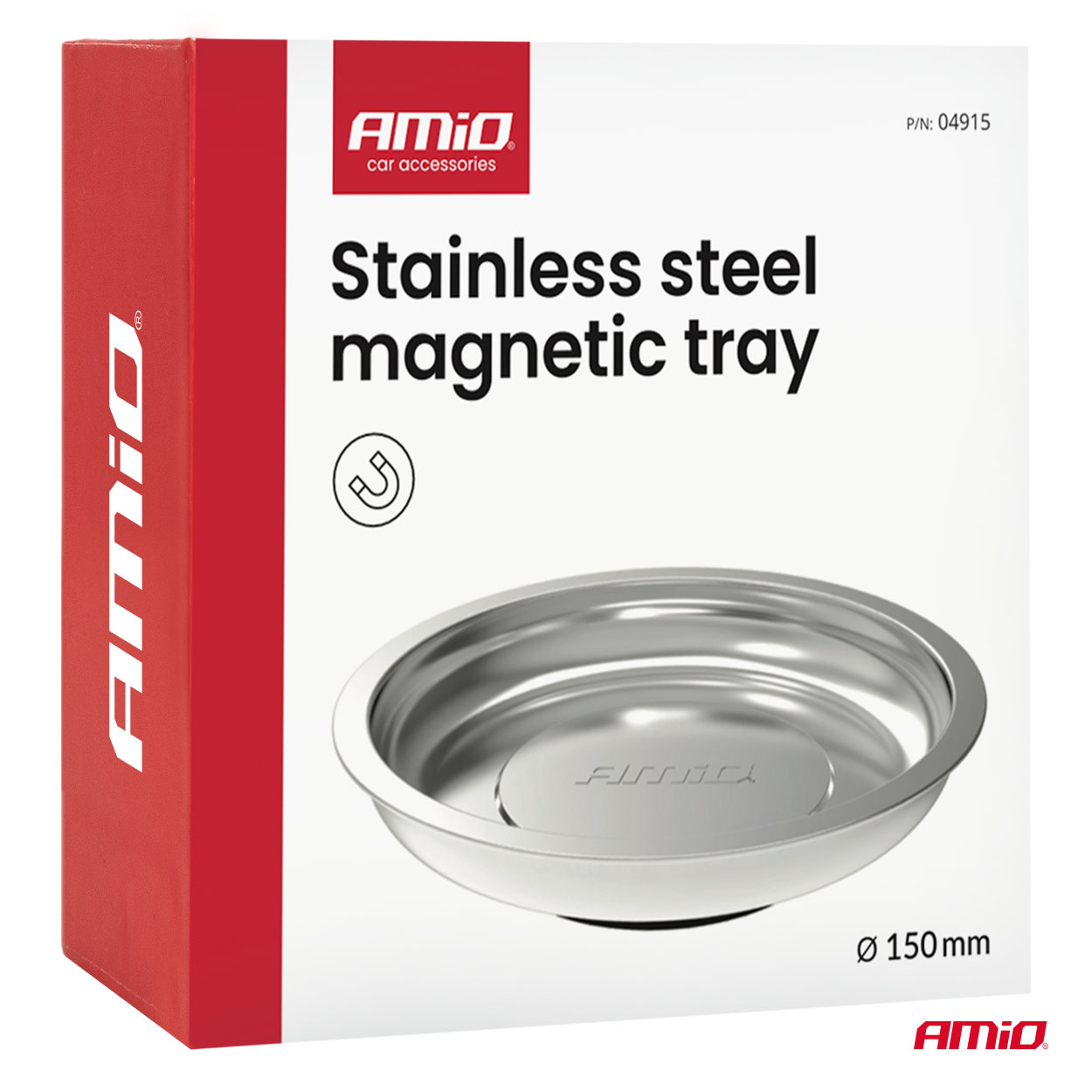 Nerūsējošā tērauda magnētiskā paplāte 150 mm AMIO-04915 Nerūsējošā tērauda magnētiskā paplāte 150 mm AMIO-04915 - Image 7