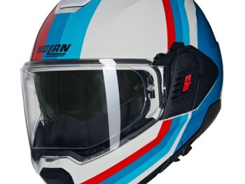 FLIP-UP MOTO ĶIVERE NOLAN N120-1 LINEO ZILA/SARKANA/BALTA LEXAN