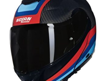 FLIP-UP MOTO ĶIVERE NOLAN X-1005 U.C. GRAN TOUR ZILA/CARBON/JŪRAS ZILA/SARKANA (Iekļauts tonēts vizieris) CARBON