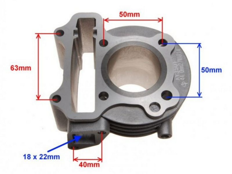 Cilindra komplekts 44,00mm priekš 4T GY6 60cc dzinējiem Cilindra komplekts 44,00mm priekš 4T GY6 60cc dzinējiem - Image 4