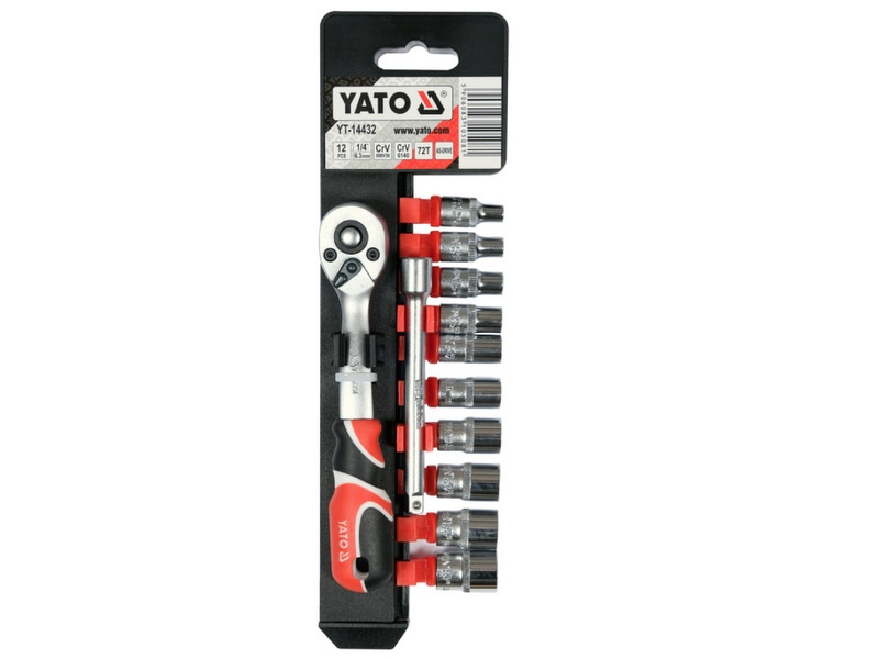 SPRŪRTATA UN MUCIŅU KOMPLEKTS 1/4" , 12 DAĻU, YATO YT-14432 SPRŪRTATA UN MUCIŅU KOMPLEKTS 1/4" , 12 DAĻU, YATO YT-14432