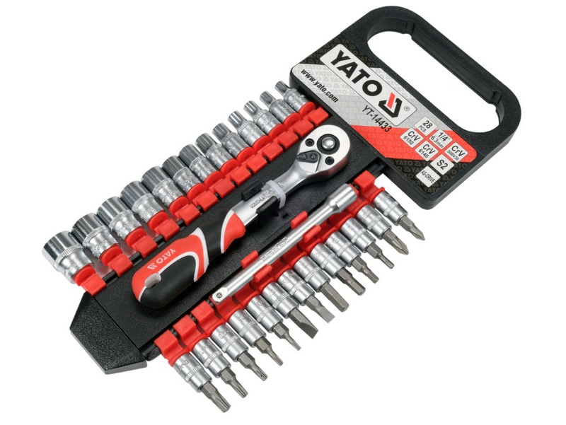 SPRŪDRATA KOMPLEKTS AR MUCIŅAM UN UZGAĻIEM 1/4" , 28 DAĻU, YATO YT-14433 SPRŪDRATA KOMPLEKTS AR MUCIŅAM UN UZGAĻIEM 1/4" , 28 DAĻU, YATO YT-14433 - Image 2