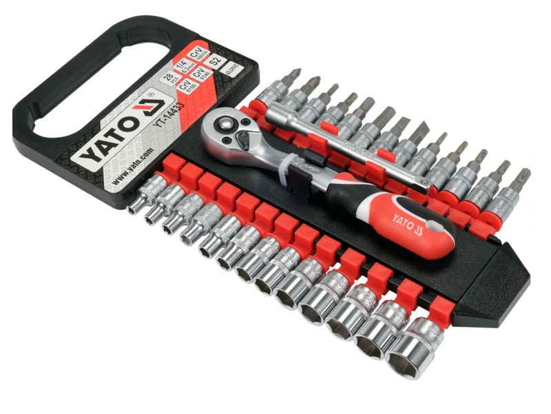 SPRŪDRATA KOMPLEKTS AR MUCIŅAM UN UZGAĻIEM 1/4" , 28 DAĻU, YATO YT-14433 SPRŪDRATA KOMPLEKTS AR MUCIŅAM UN UZGAĻIEM 1/4" , 28 DAĻU, YATO YT-14433 - Image 3