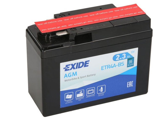 Akumulators moto 2,3AH 35A AGM YTR4A-BS EXIDE Honda Dio Akumulators moto 2,3AH 35A AGM YTR4A-BS EXIDE Honda Dio - Image 2
