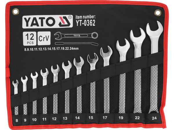 12 kombinēto atslēgu komplekts, 8-24 mm, "Satin" YATO YT-0362