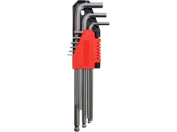9 sešstūra atslēgu komplekts, 1,5–10 mm, ar CrV lodīti – garš YATO YT-0506