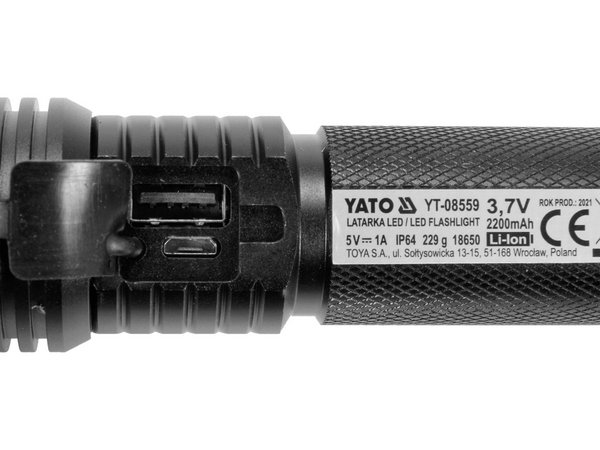 Uzlādējams lukturītis 10W 900lm IP64 YATO YT-08559 - Image 5