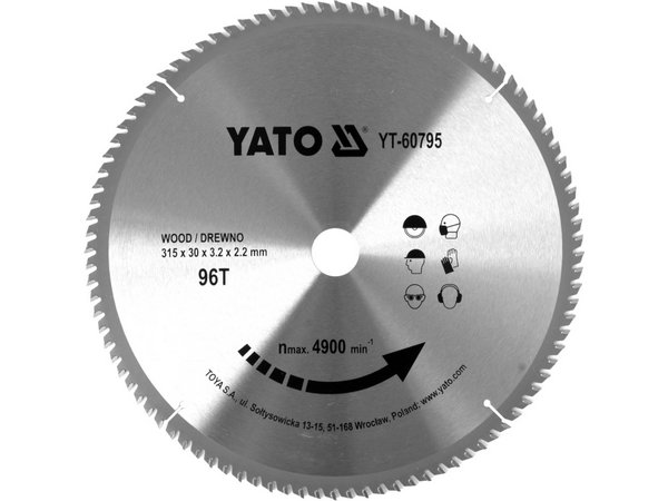 Ripzāģa asmens kokam 315x96Tx30mm YATO YT-60795