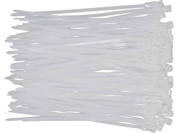 Atkārtoti lietojami plastmasas savilcēji, balti, 3,6 × 150 mm, 100 gab. YATO YT-70660