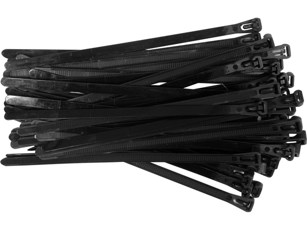 Atkārtoti lietojami plastmasas savilcēji, melni, 7,6 × 200 mm, 50 gab. YATO YT-70673