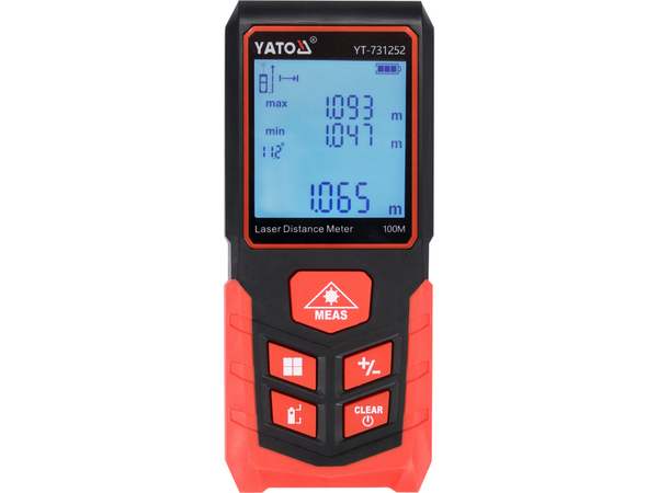 PROFESIONĀLS LĀZERA ATTĀLUMA MĒRĪTĀJS TĀLMĒRS, 100 m YATO YT-731252 PROFESIONĀLS LĀZERA ATTĀLUMA MĒRĪTĀJS TĀLMĒRS, 100 m YATO YT-731252
