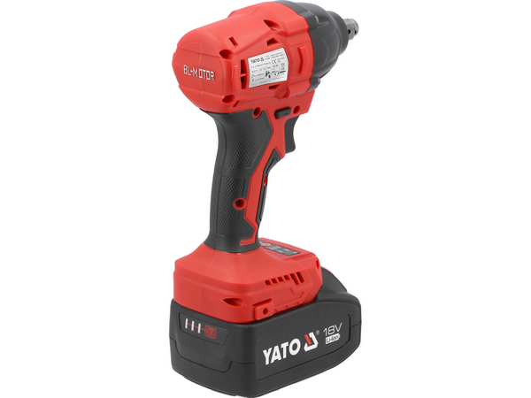 Akumulatora triecienskrūvgriezis, triecienpistole ar 2x4Ah akumulatoriem un ladētāju, koferi 18V, 350Nm YATO YT-8277925 Akumulatora triecienskrūvgriezis, triecienpistole ar 2x4Ah akumulatoriem un ladētāju, koferi 18V, 350Nm YATO YT-8277925 - Image 3