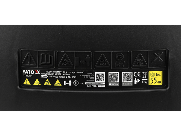 YATO 20V 2Ah ZĀLES PĻĀVĒJS ROBOTS AR ROBEŽVADU,180mm PĻAUŠANAS PLATUMS, 500 m², YATO YT-852091 YATO 20V 2Ah ZĀLES PĻĀVĒJS ROBOTS AR ROBEŽVADU,180mm PĻAUŠANAS PLATUMS, 500 m², YATO YT-852091 - Image 10