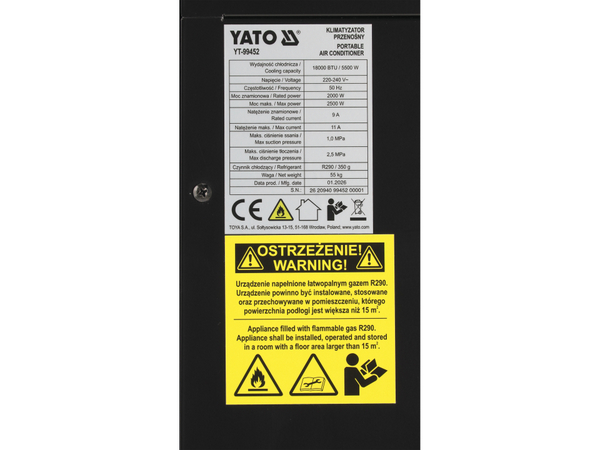 Pārnēsājamais gaisa kondicionieris 5,5 kW YATO YT-99452 - Image 12