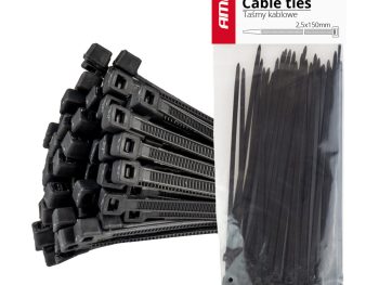Kabeļu saites melnas 2,5x150mm - 100 gab.