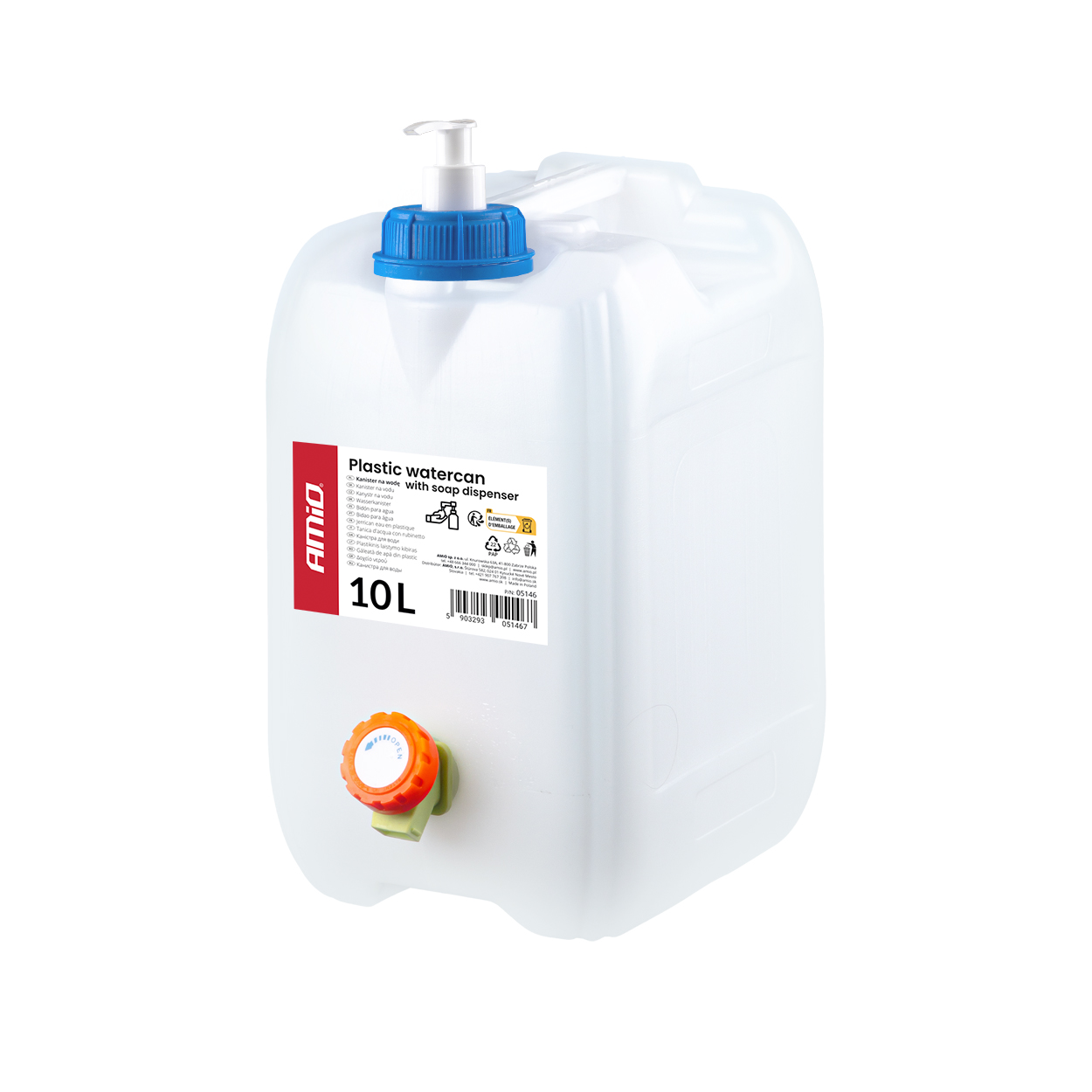Plastmasas ūdens kanna ar ziepju dozatoru 10L AMIO-05146 Plastmasas ūdens kanna ar ziepju dozatoru 10L AMIO-05146